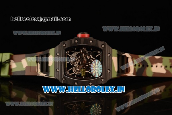 Richard Mille RM35-01 Japanese Miyota 9015 Automatic Carbon Fiber Case Skeleton Dial With Dots Markers Camouflage Rubber Strap - 1:1 Original( KV) - Click Image to Close